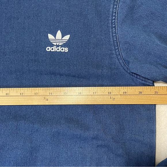 ADIDAS Originals French Terry Denim Crew Top Sweatshirt Blue Men’s Size S - Picture 9 of 10